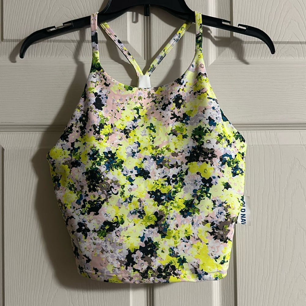 OLD NAVY ACTIVE LONG LINE FLORAL SPORTS BRA: NEW WITH TAGS: SIZE MEDIUM